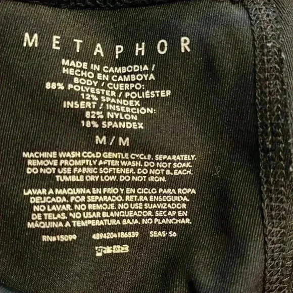 Metaphor black tights with bright pink/blue design on legs. Sz M - Picture 6 of 7